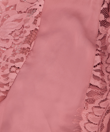 Kimono med heldekkende blonder, Rosa