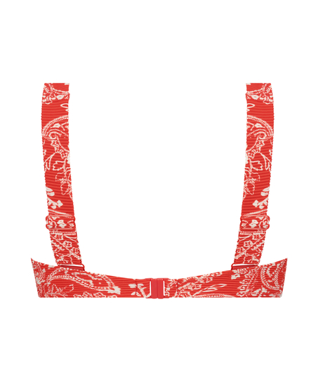 Paisley uvattert  bikinitopp med spiler, R&oslash;d