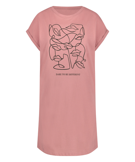 Nattskjorte med rund hals, Rosa