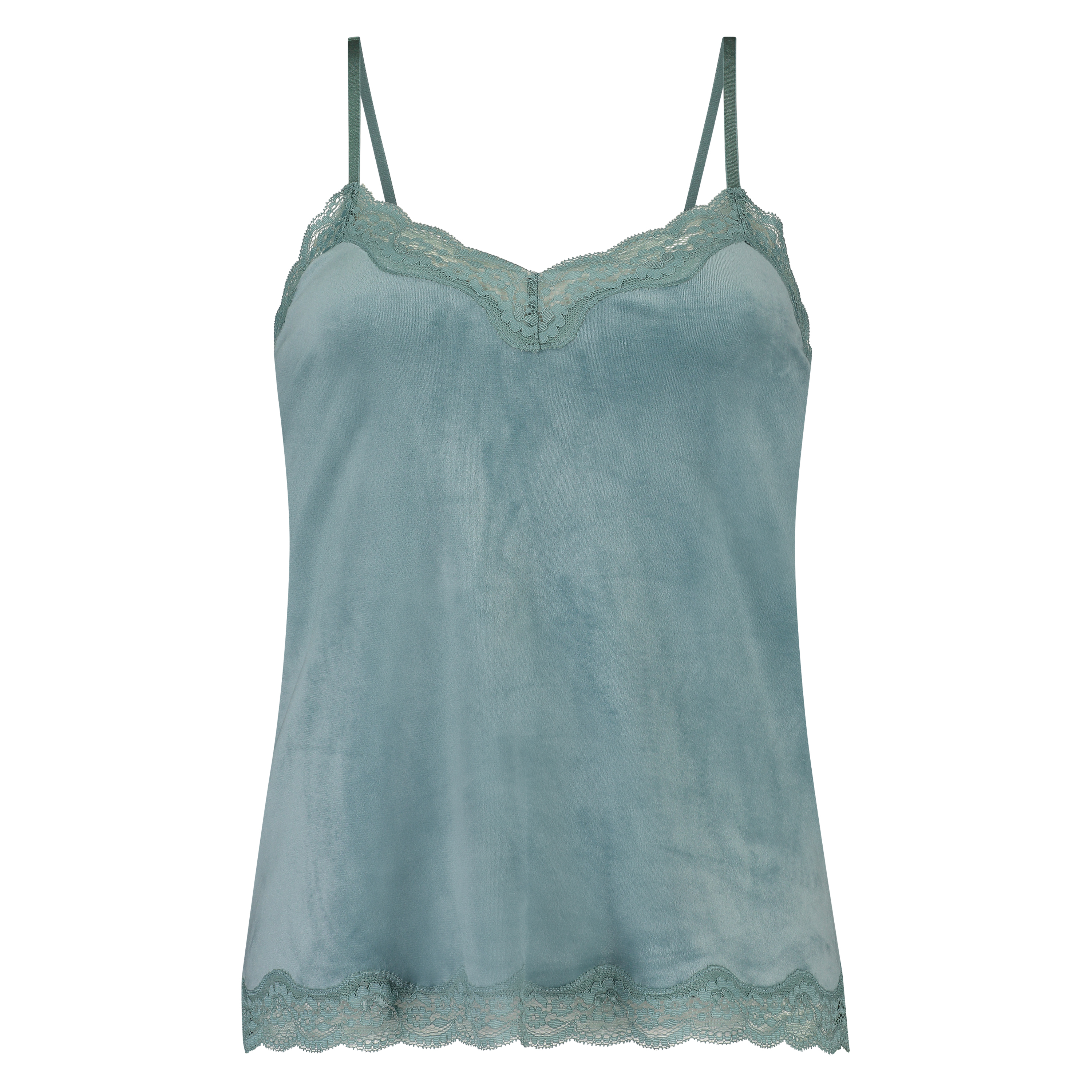 Cami-topp Velours Lace, Grønn, main