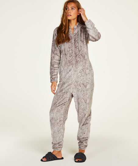 Onesie flanellfleece, Grå