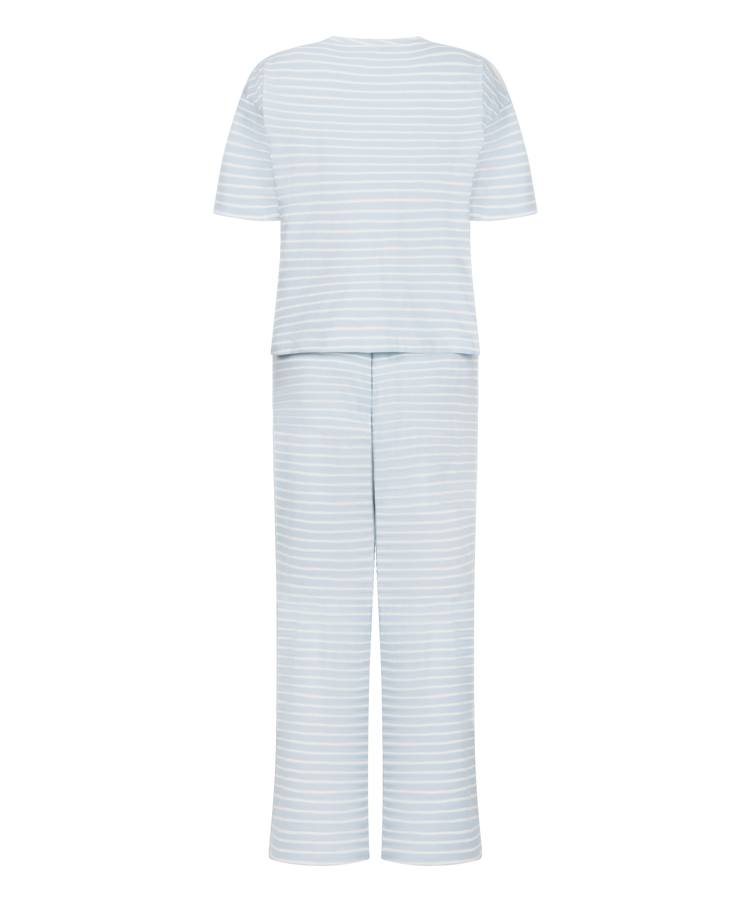 Pyjama Set Cotton Jersey Long, Blå, main
