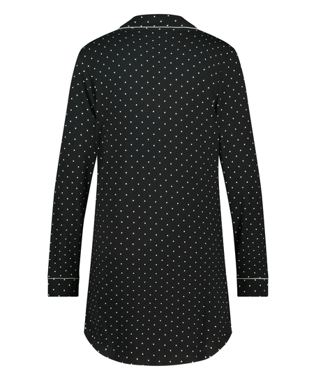 Essential langermet skjortekjole i jerseystoff, Svart