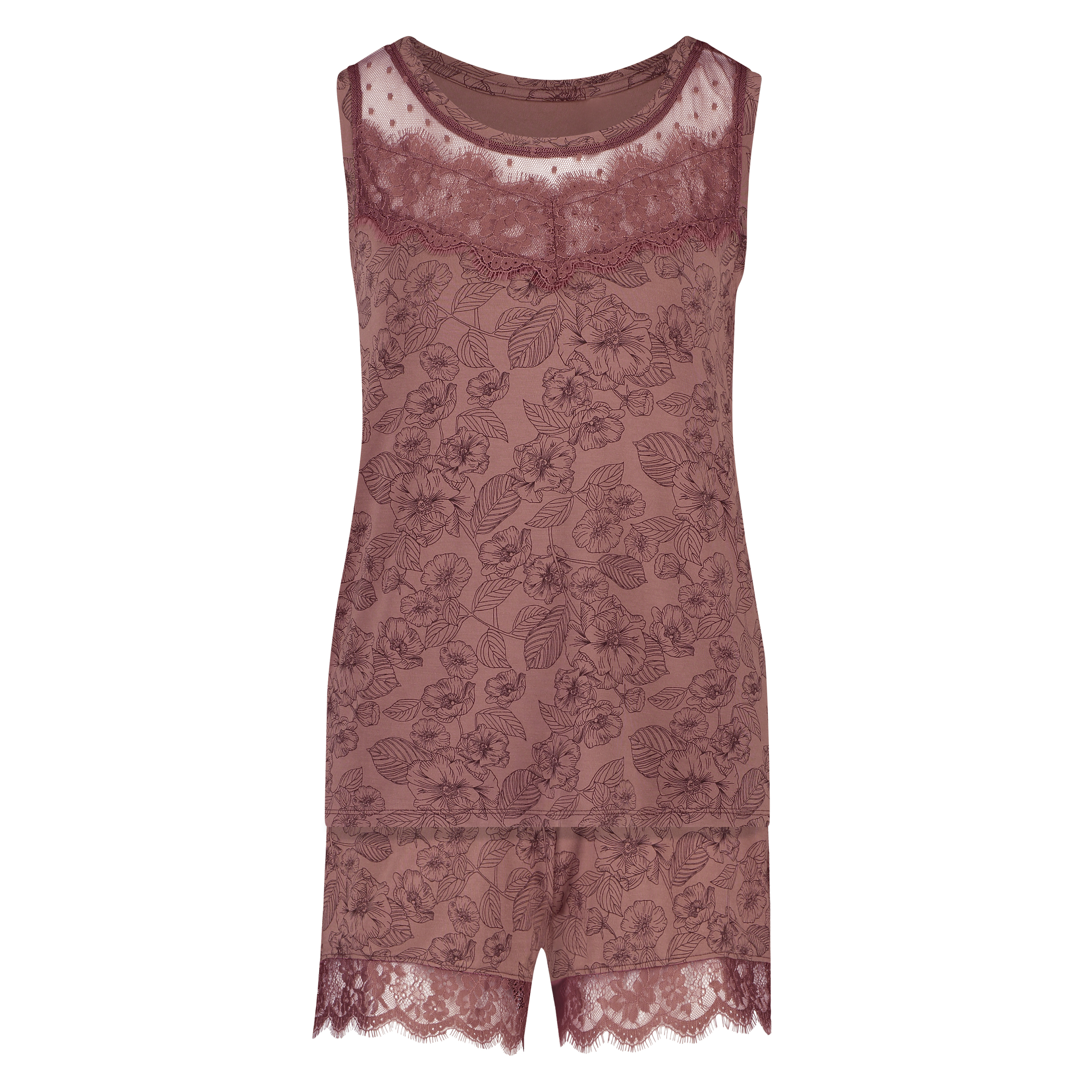 Pyjamas kort singlet-sett, Rosa, main