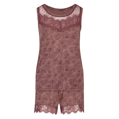 Pyjamas kort singlet-sett, Rosa