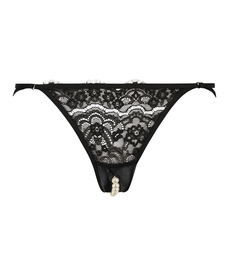 Portia brasiliansk truse med h&oslash;y skj&aelig;ring med &aring;pent skritt, Svart