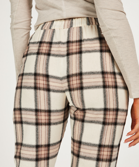 Petite Twill check pysjamasbukse, Beige