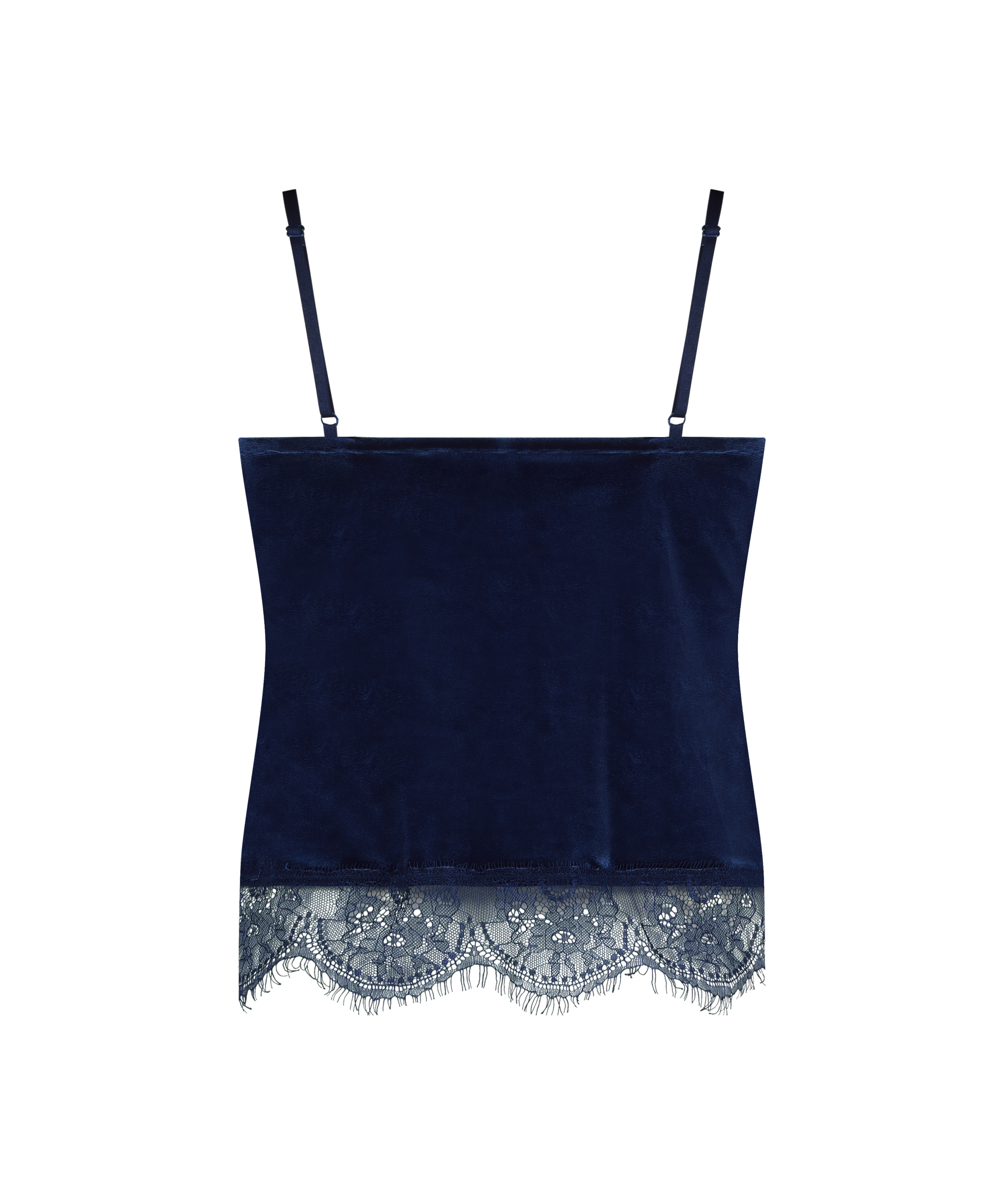 Skinnende velour Lace Cami, Blå, main