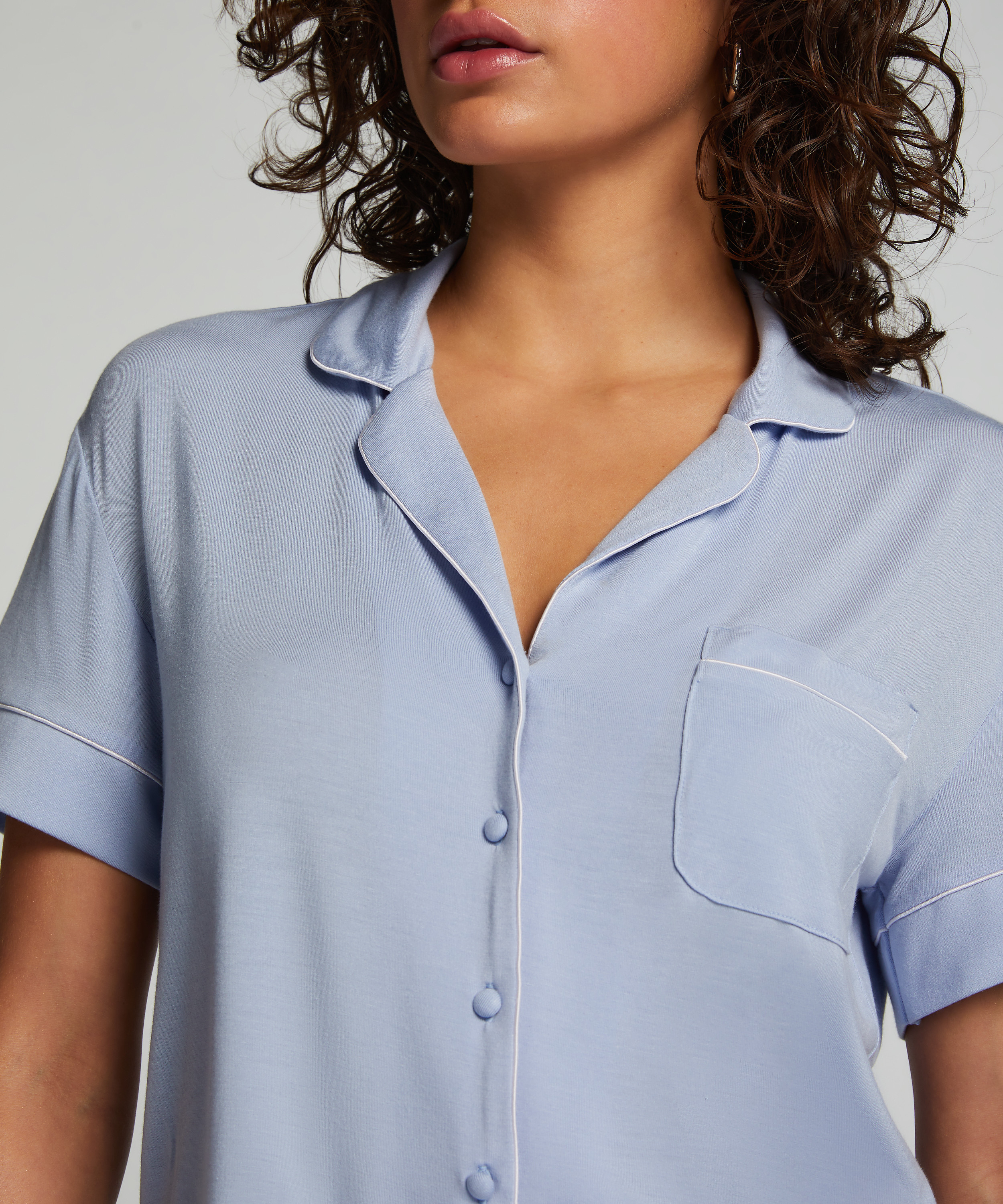 Essential kortermet jakke i jerseystoff, Blå, main