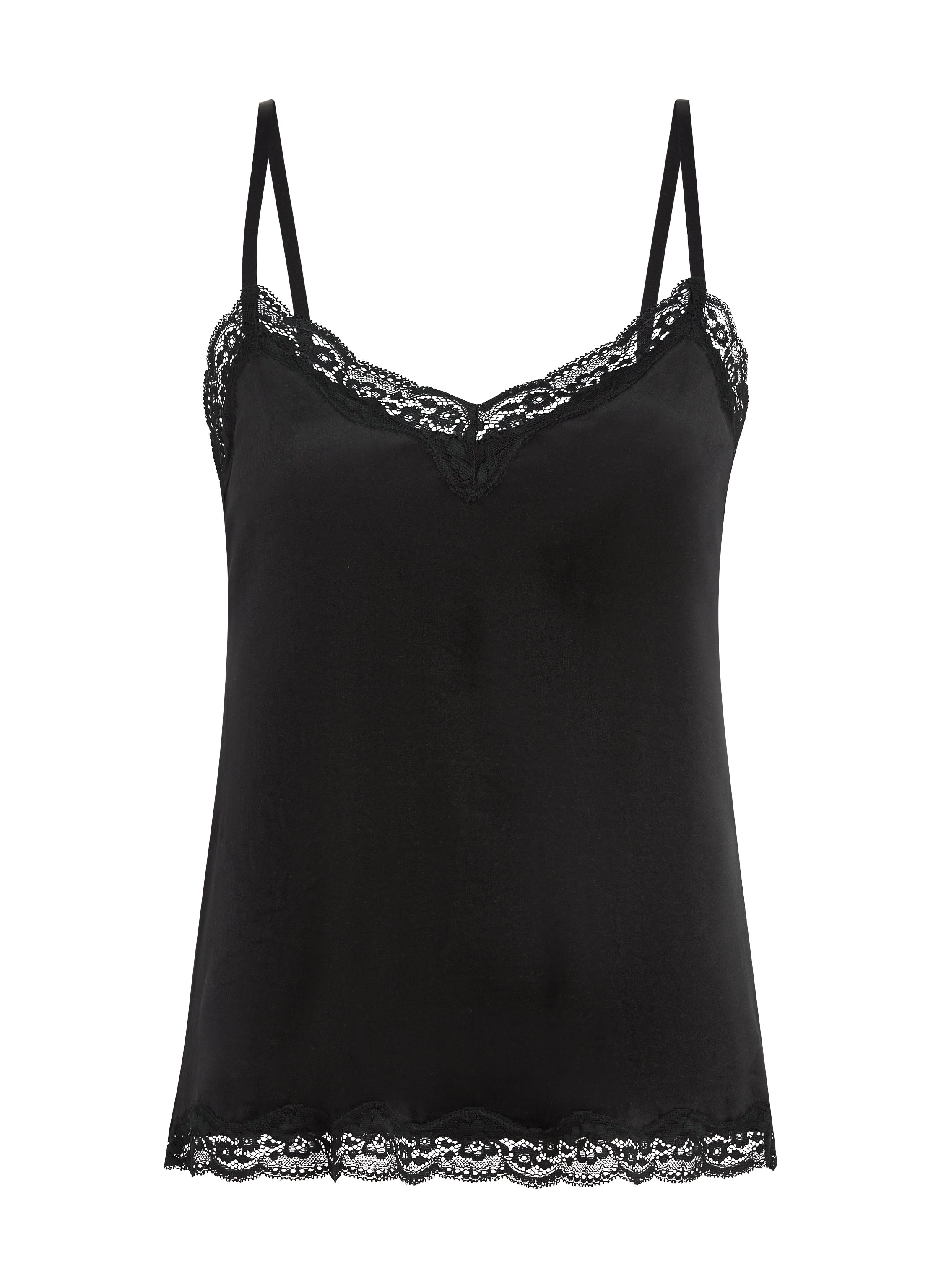 Cami-topp Velours Lace, Svart, main