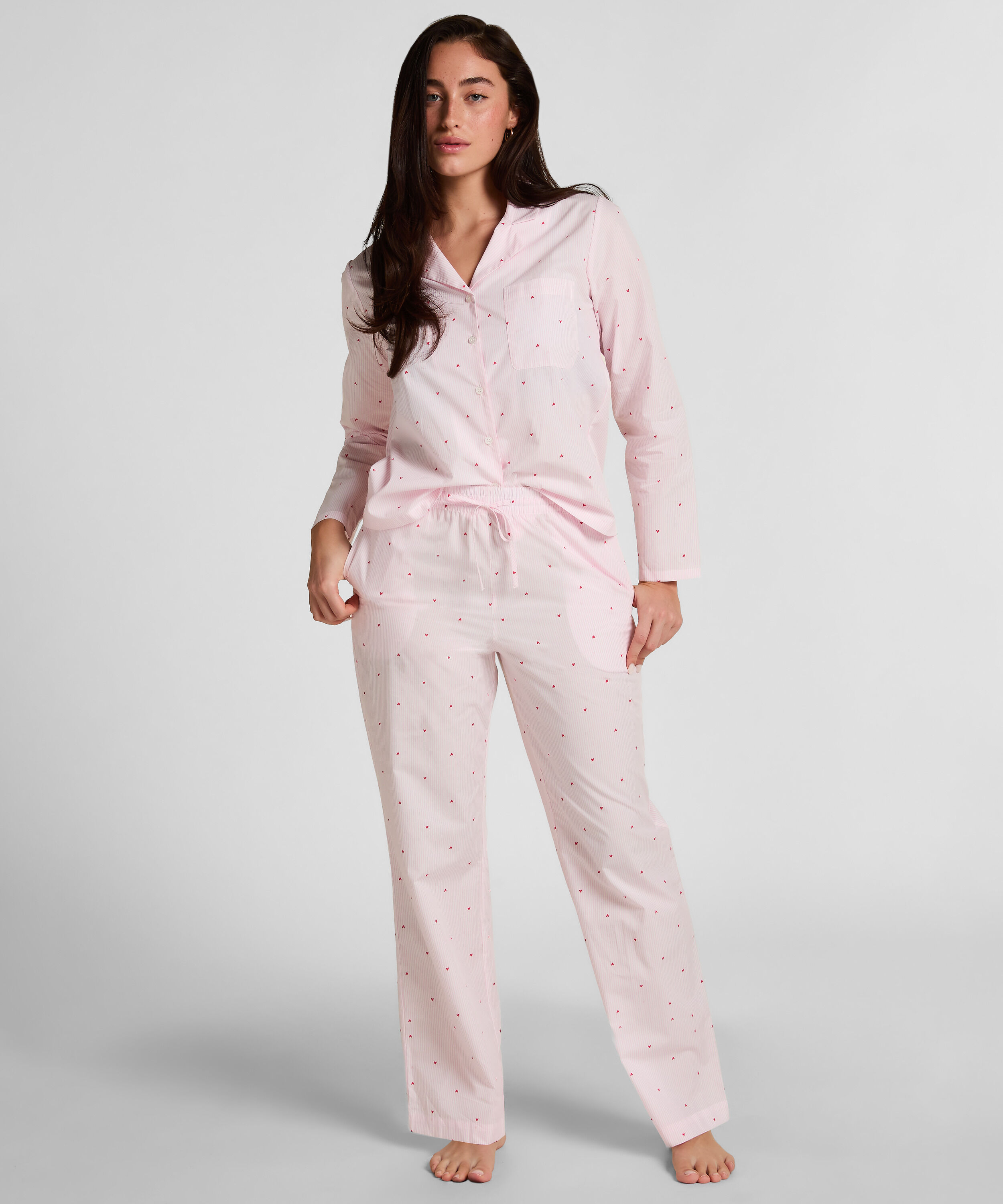 Pyjamasett i bomullsjersey, Hvit