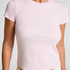 Ribbed Crew Neck Short-Sleeved Pyjama Top, Rosa
