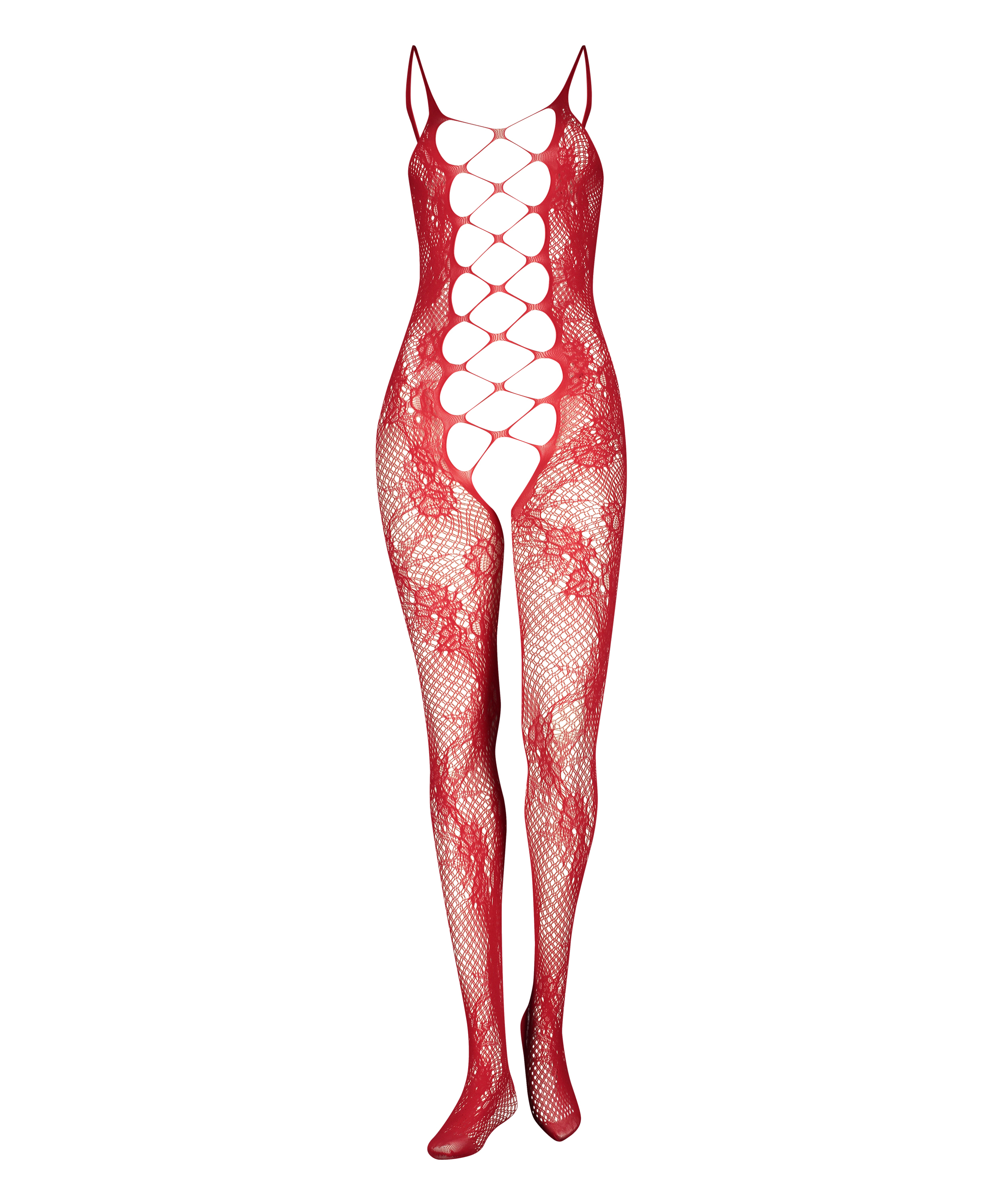 Private open lace catsuit, Rød, main