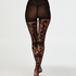 Paisley 20 denier tights, Svart