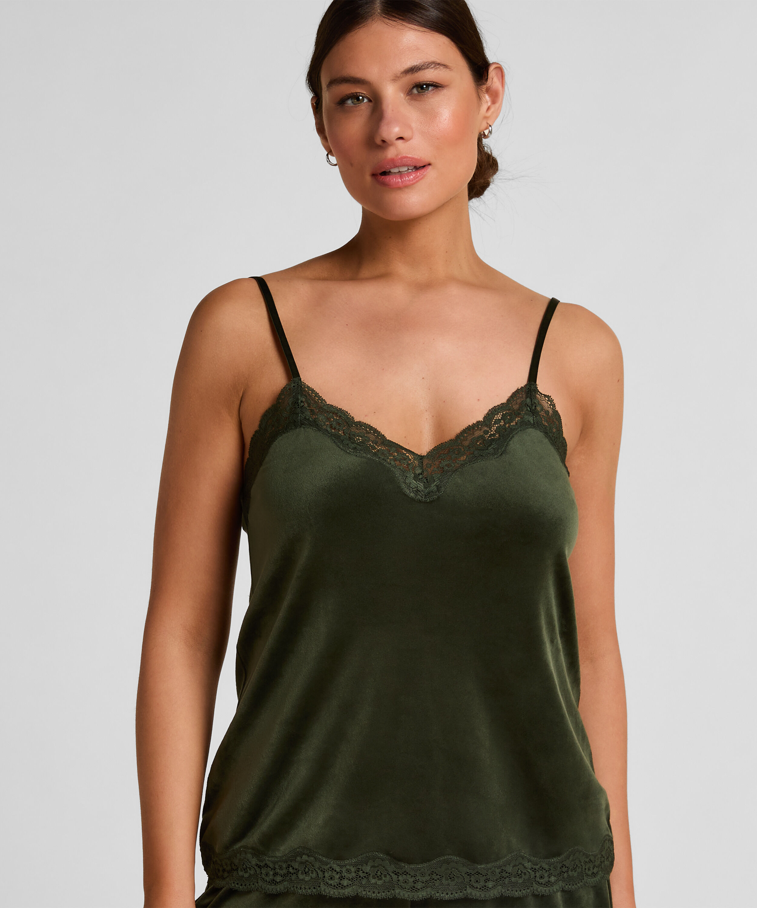 Cami-topp Velours Lace, Grønn