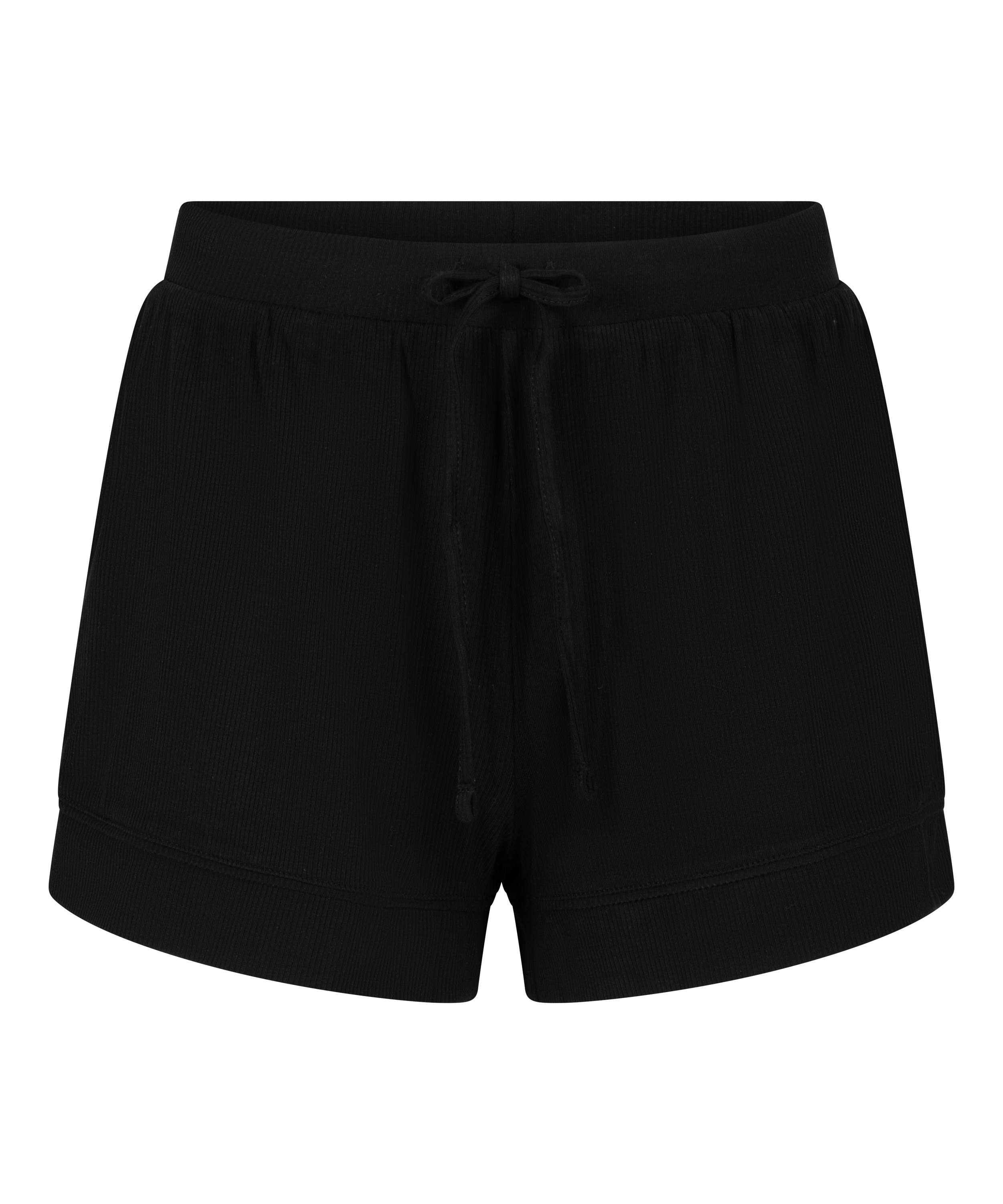 Shorts i ribbestrikket jersey – Basisplagg, Svart, main