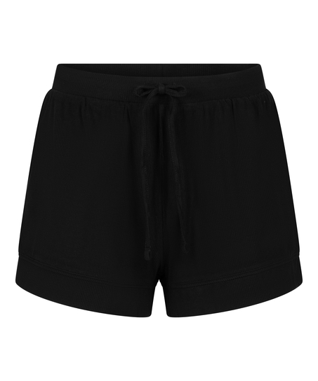 Shorts i ribbestrikket jersey – Basisplagg, Svart
