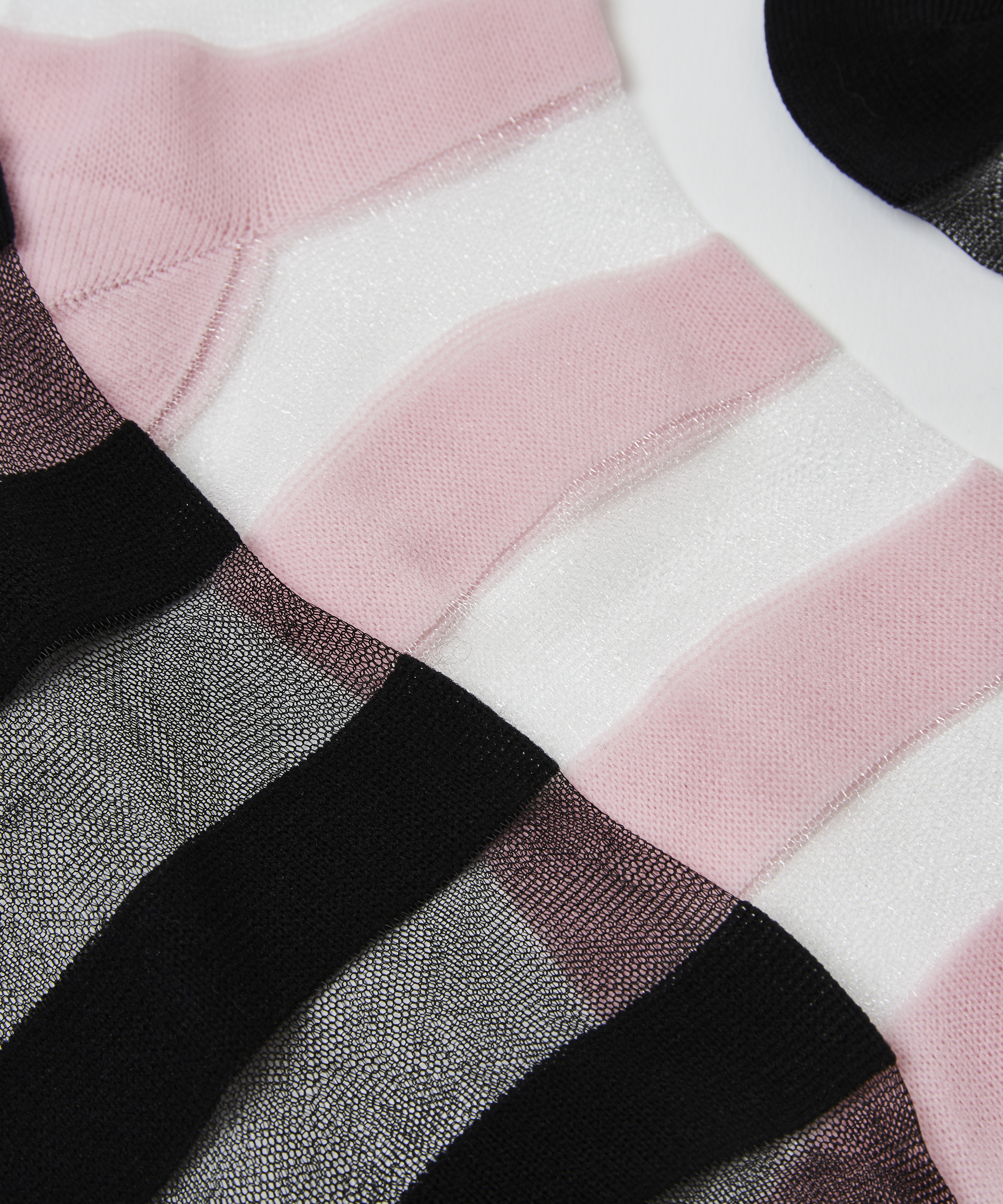 Strippete nettingstrømper (2 par), Svart, main