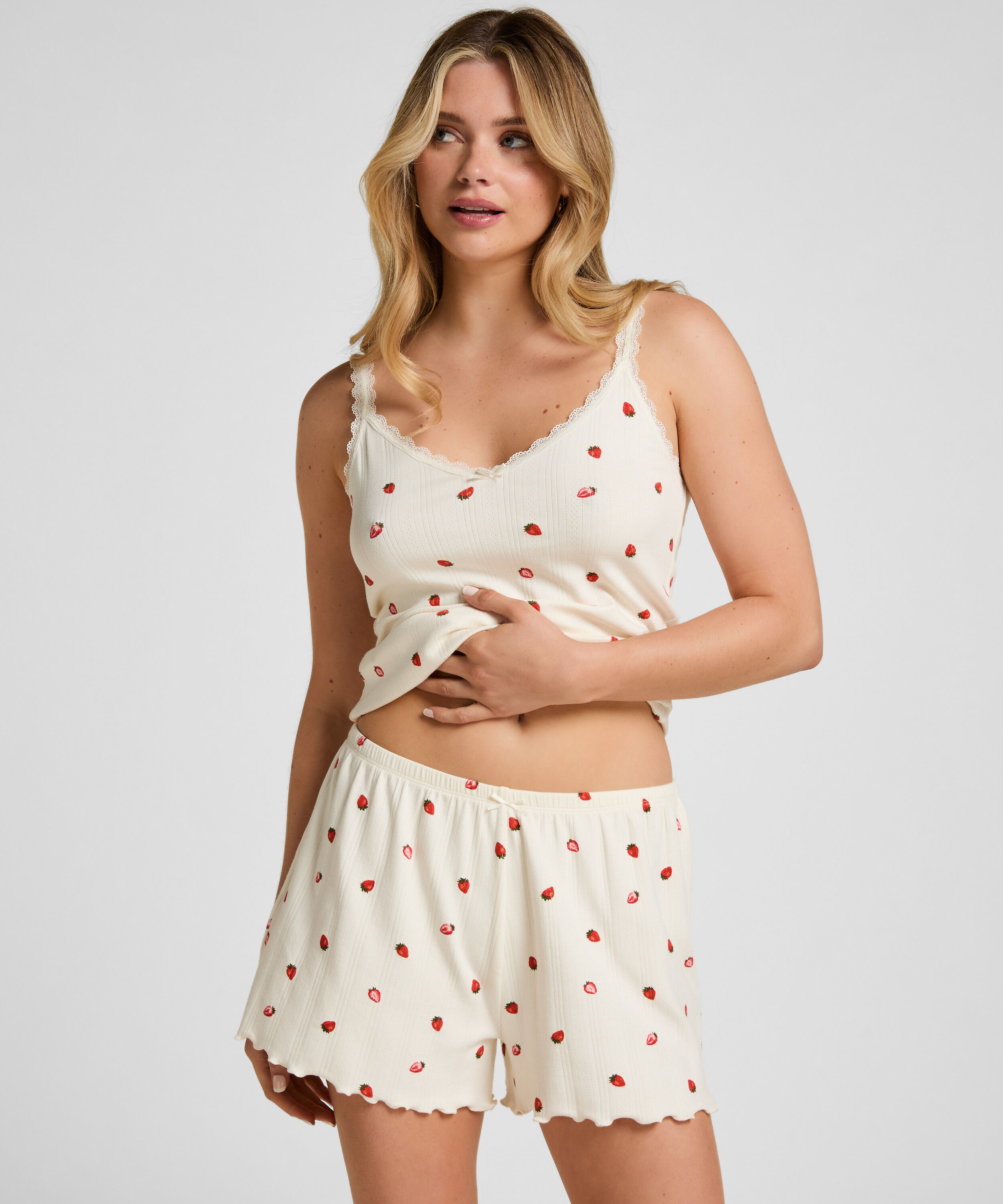 Pyjama Short Pointelle, Hvit Pyjama Short Pointelle, Hvit