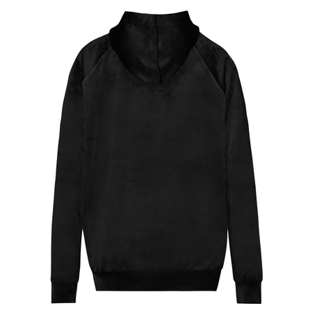 Velvet Long-Sleeved Pyjama Top, Svart