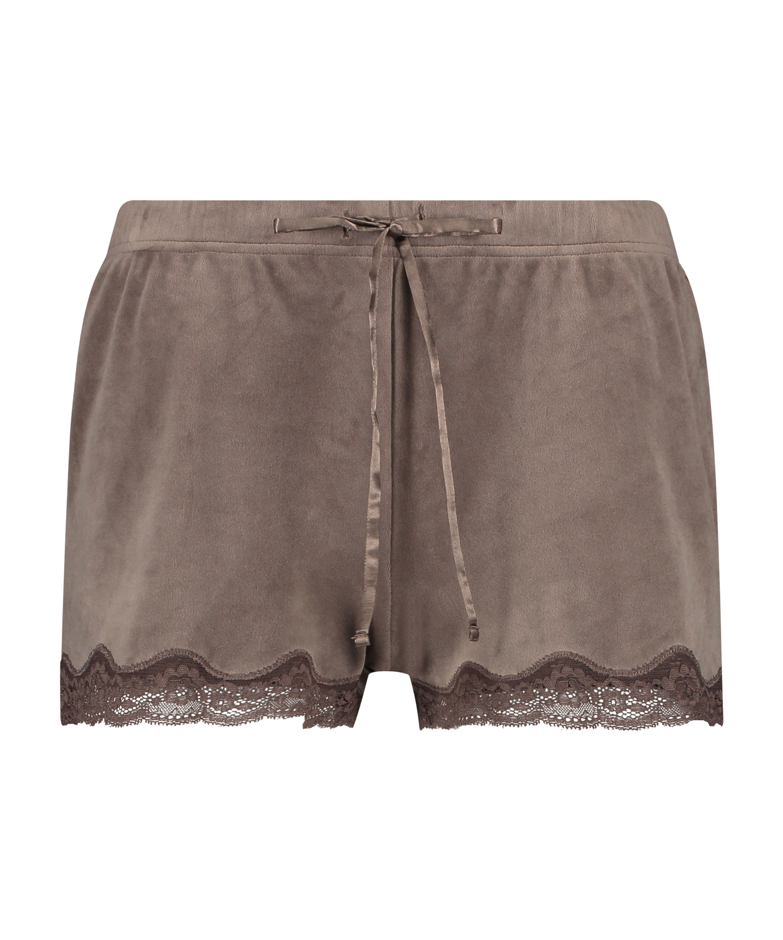 Velvet lace shorts, Brun, main