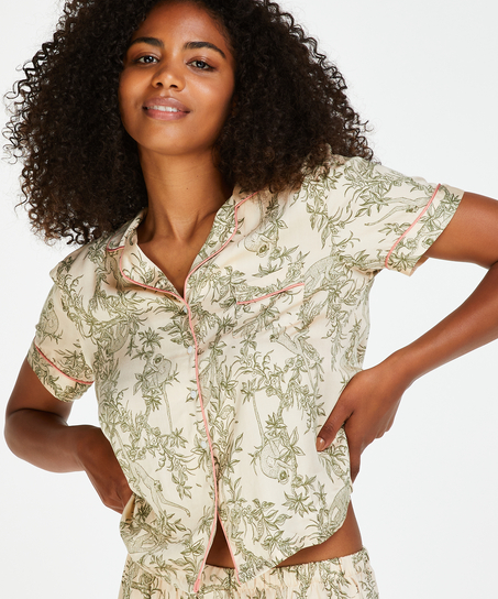 Vevd pysjamasbluse, Beige