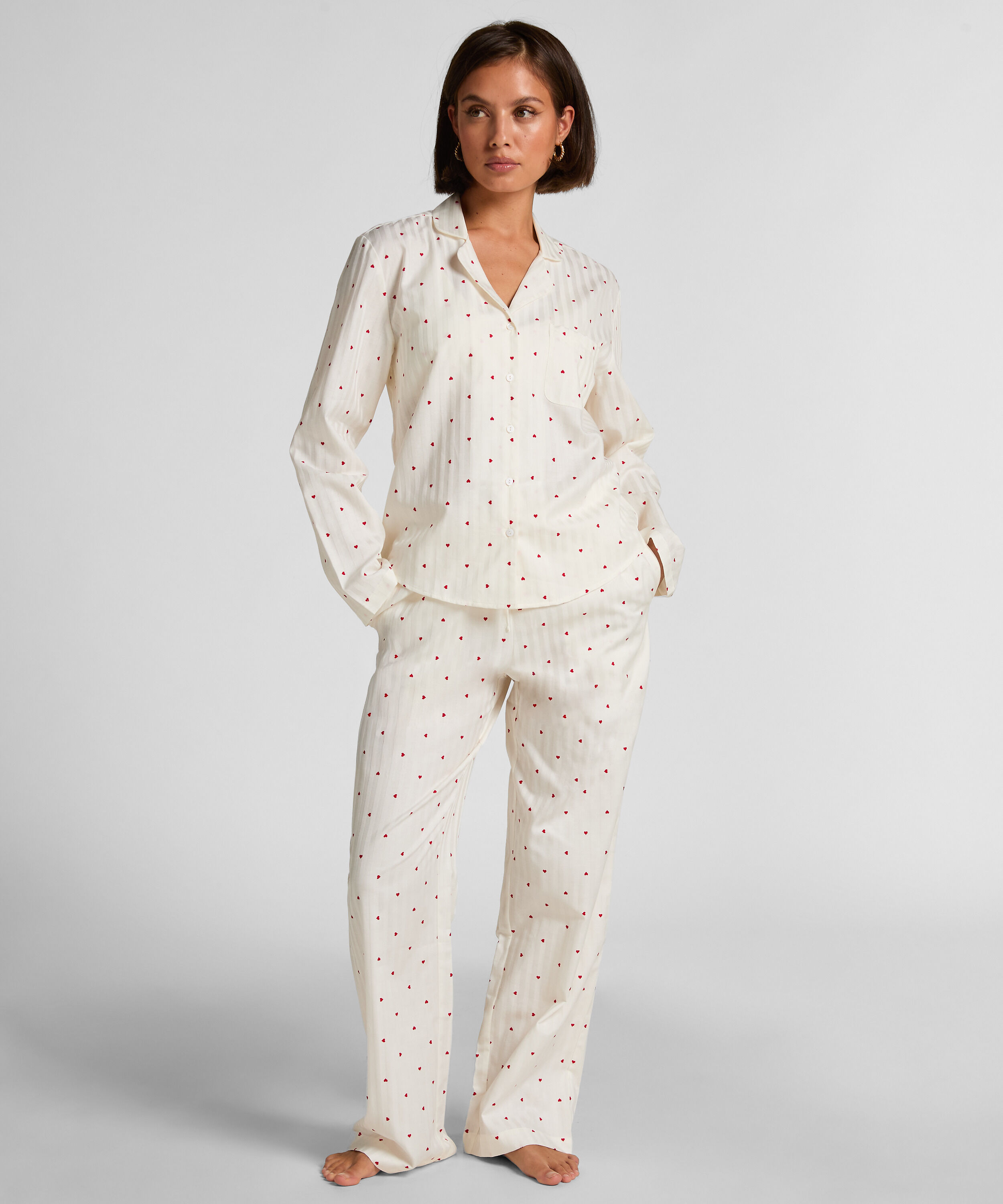 Pyjama Set Cotton Hearts, Hvit