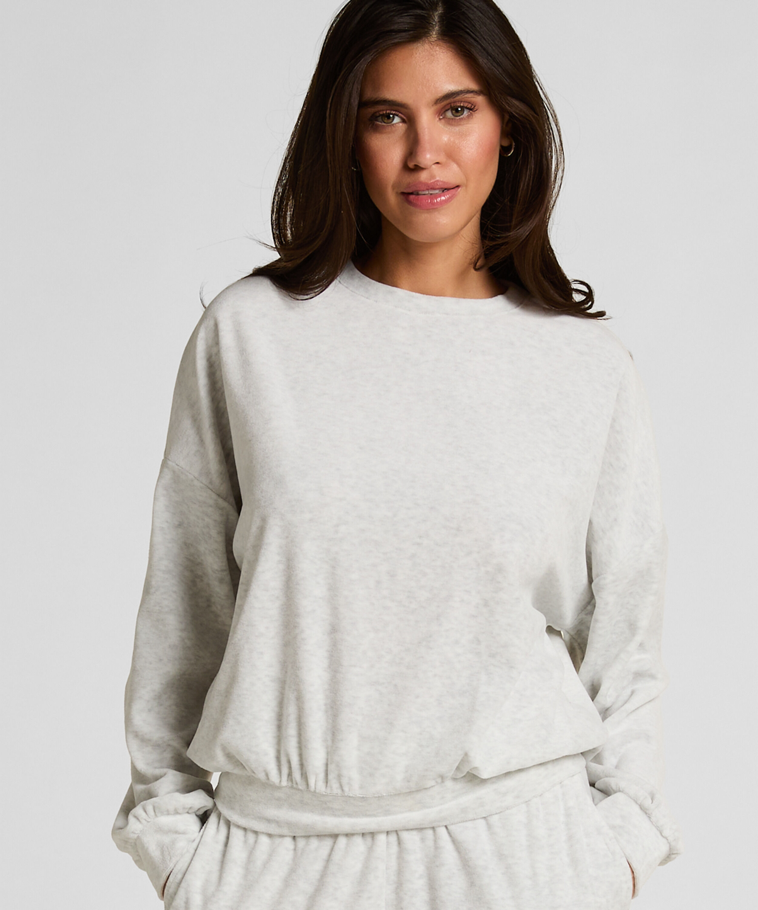 Velours Top, Grå Velours Top, Grå