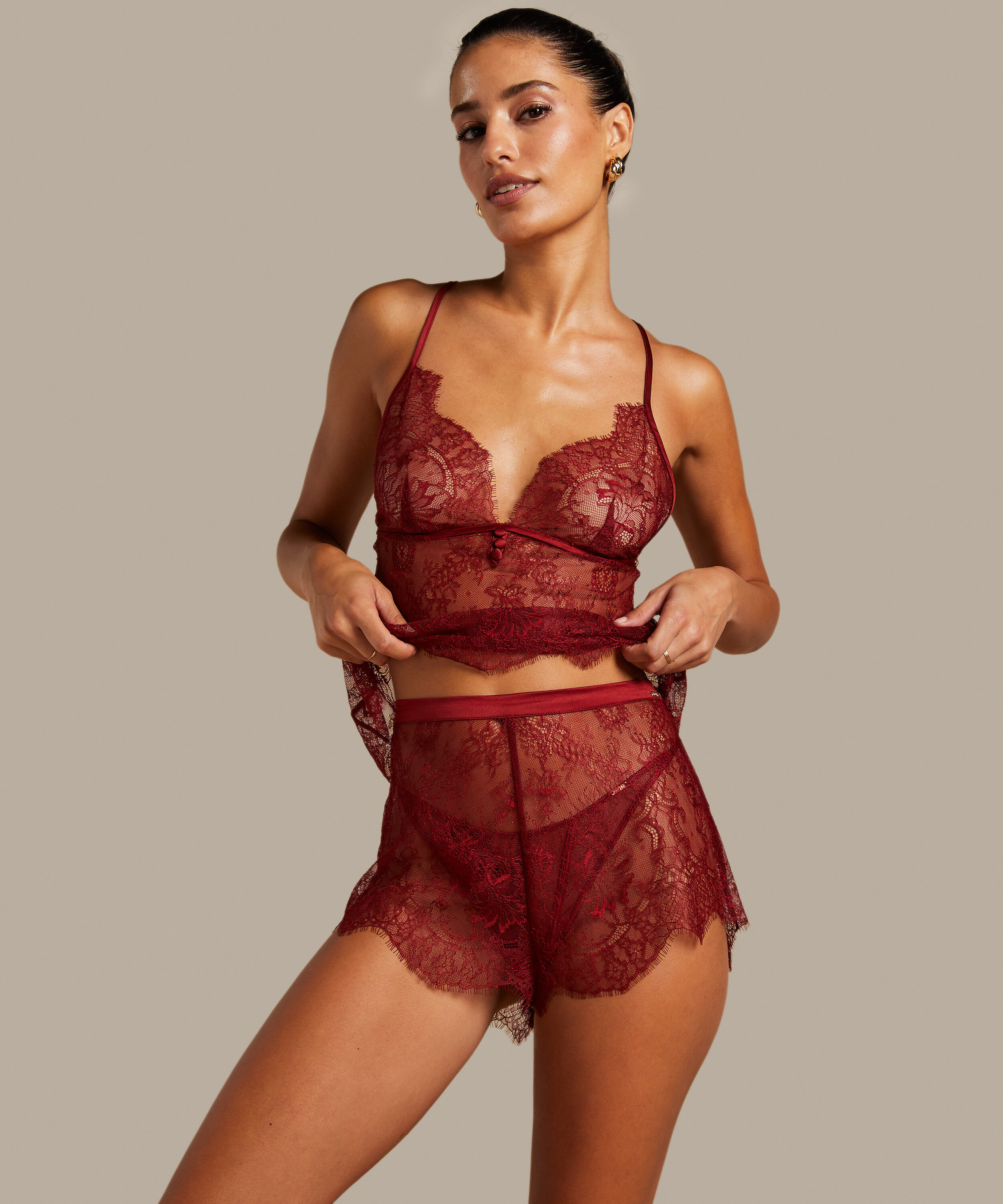 Shorts Lace Delphine, R&oslash;d