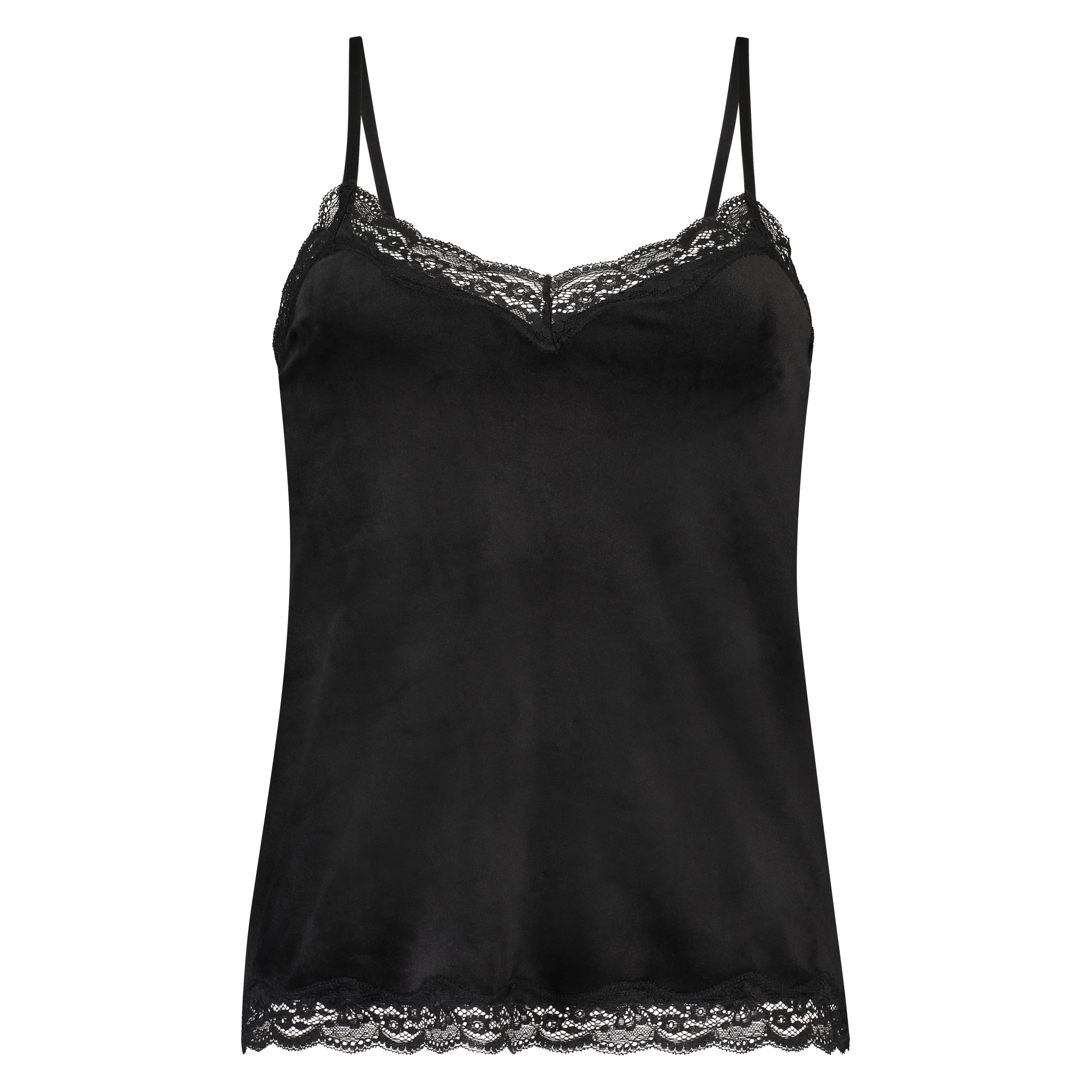 Cami-topp Velours Lace, Svart, main