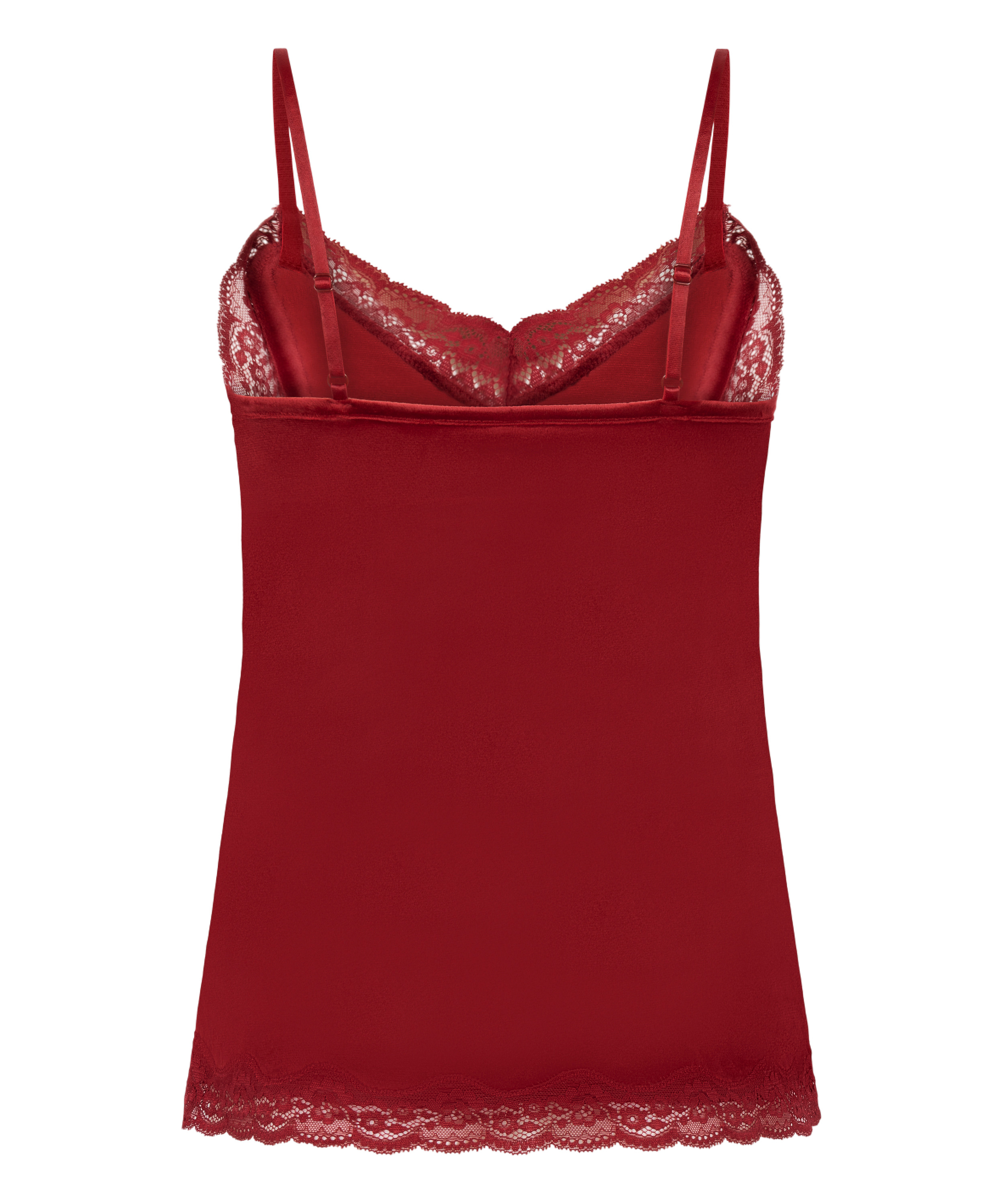 Cami-topp Velours Lace, Rød, main