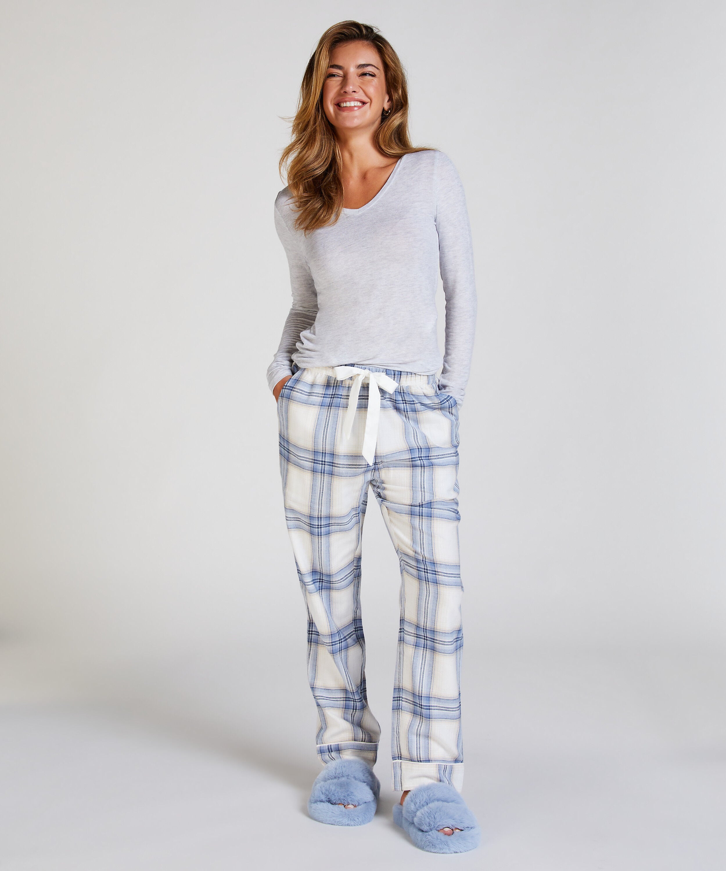 Flannel pysjamasbukse, Blå