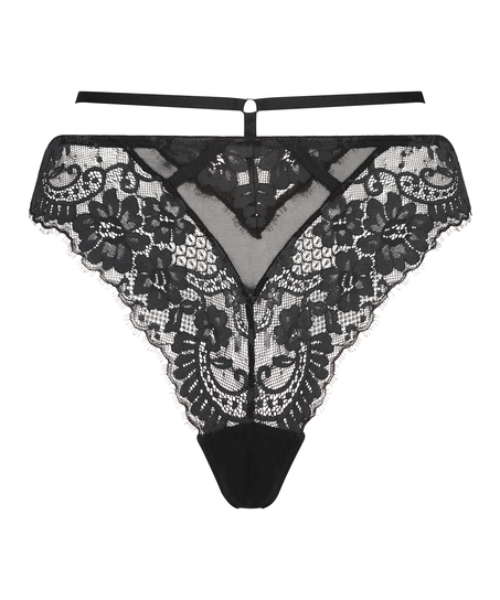 G-streng med h&oslash;y skj&aelig;ring Lidia, Svart