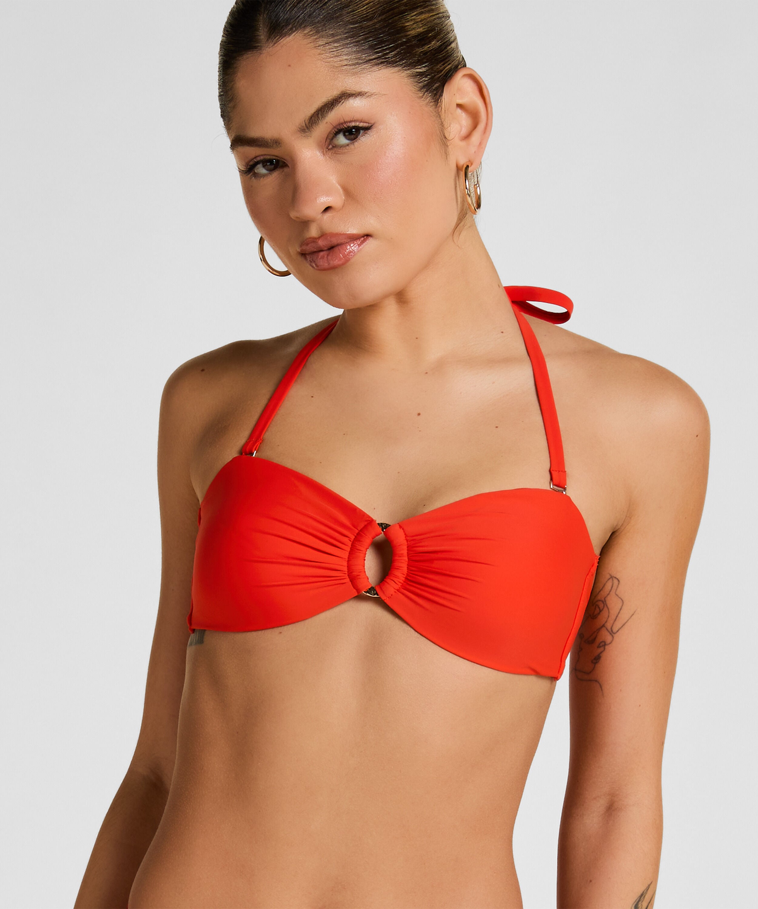 Luksuriøs Bandeau Bikini-Topp med Ring, Rød