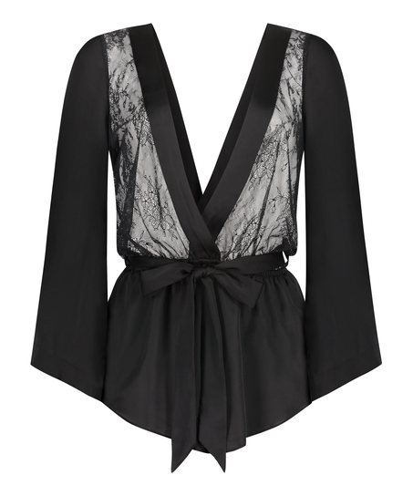 Satin Playsuit Rylie, Svart