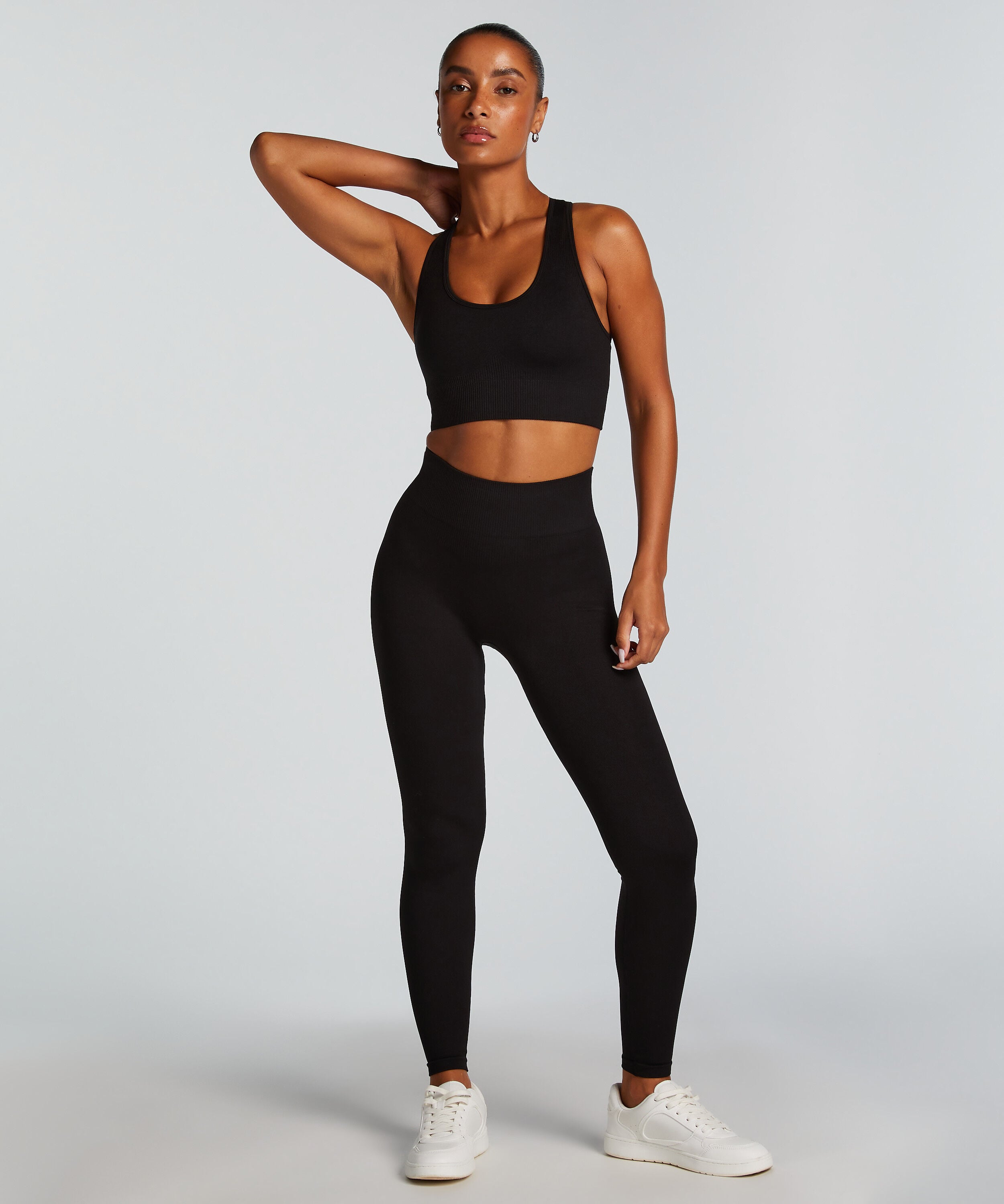 HKMX High waisted sømløs treningstights, Svart