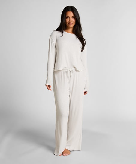 Pyjamabukser Pointelle, Beige