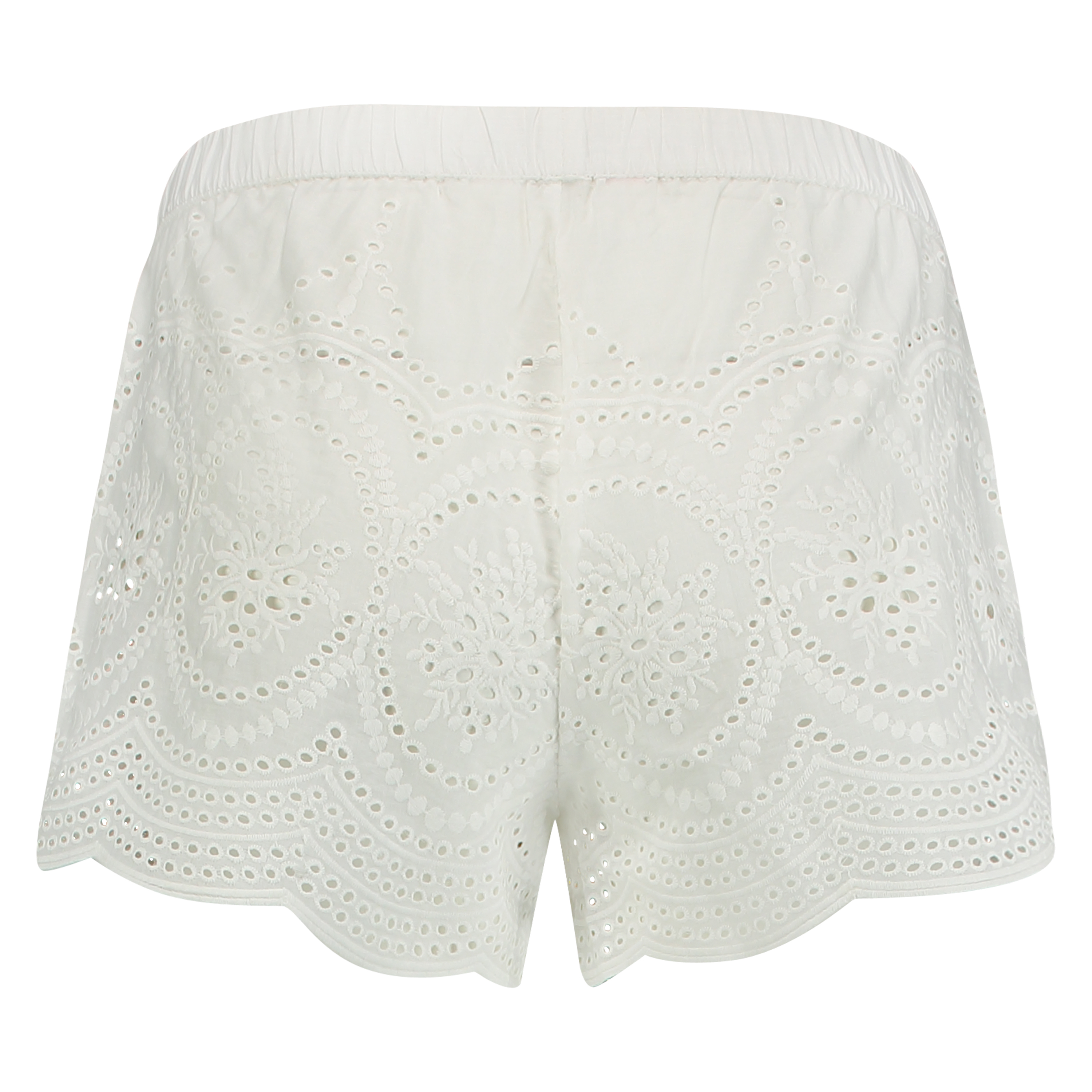 Broderie Anglaise Pyjama Shorts, Hvit, main