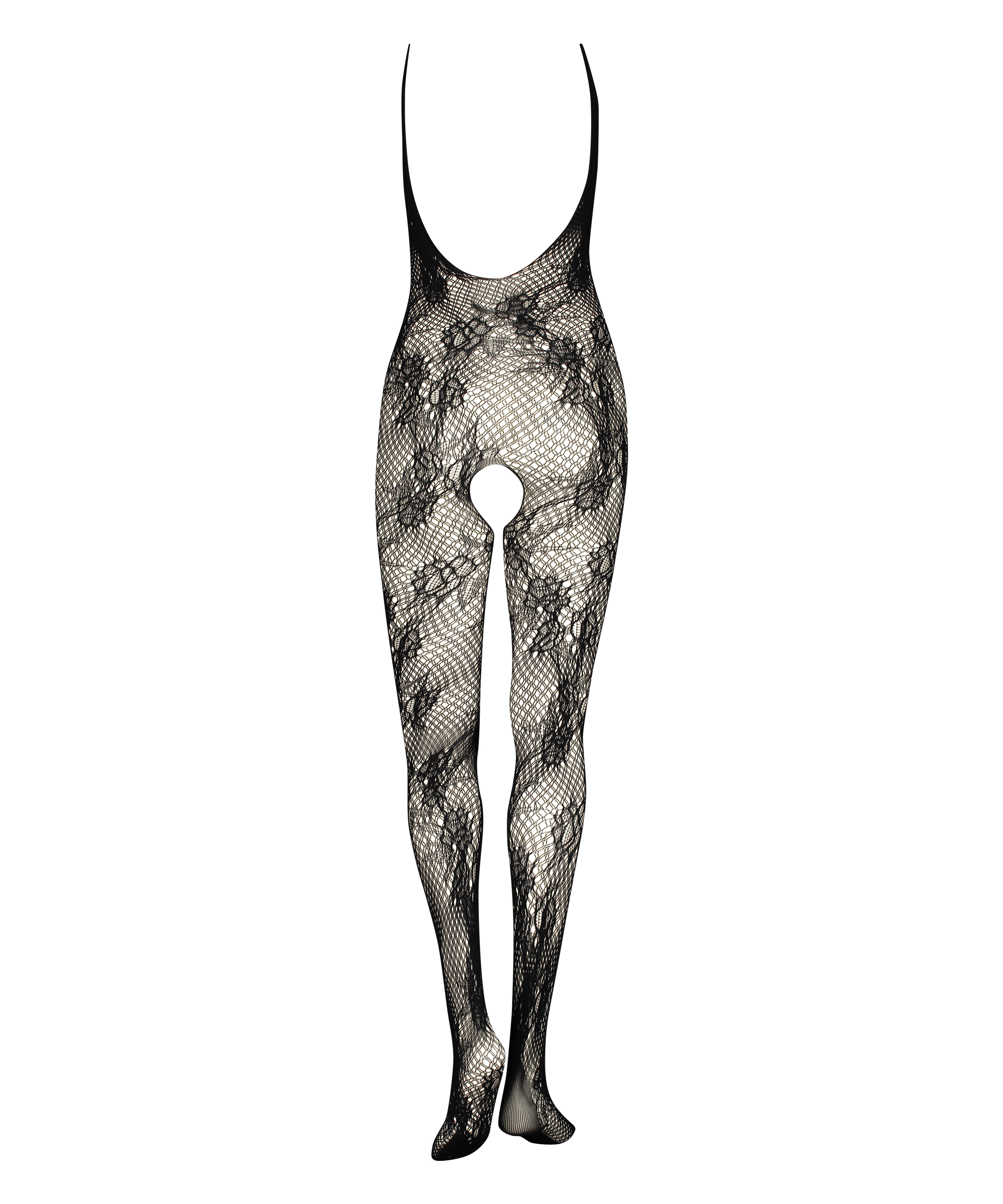 Private open lace catsuit, Svart, main