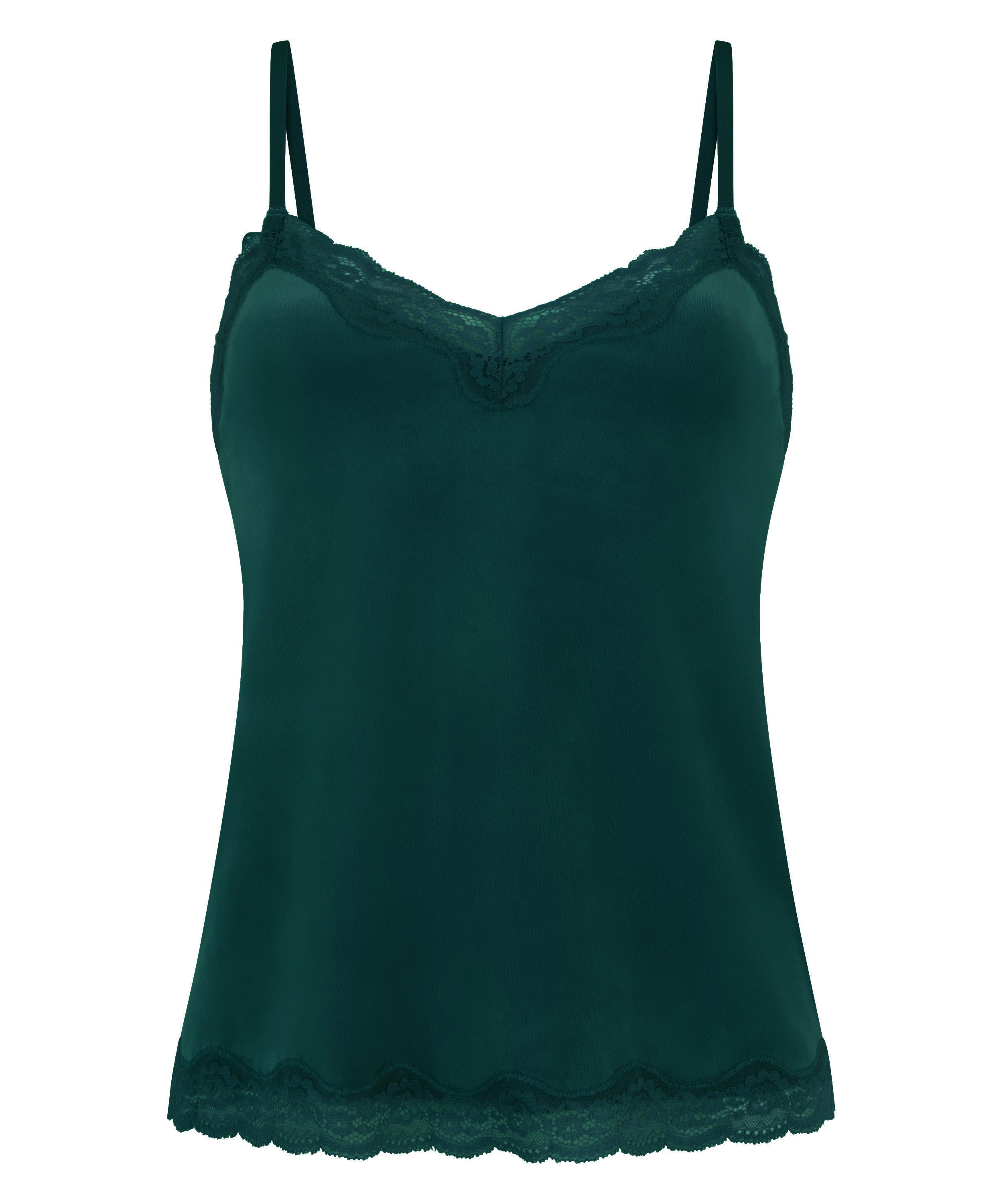 Cami-topp Velours Lace, Grønn, main
