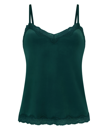Cami-topp Velours Lace, Grønn