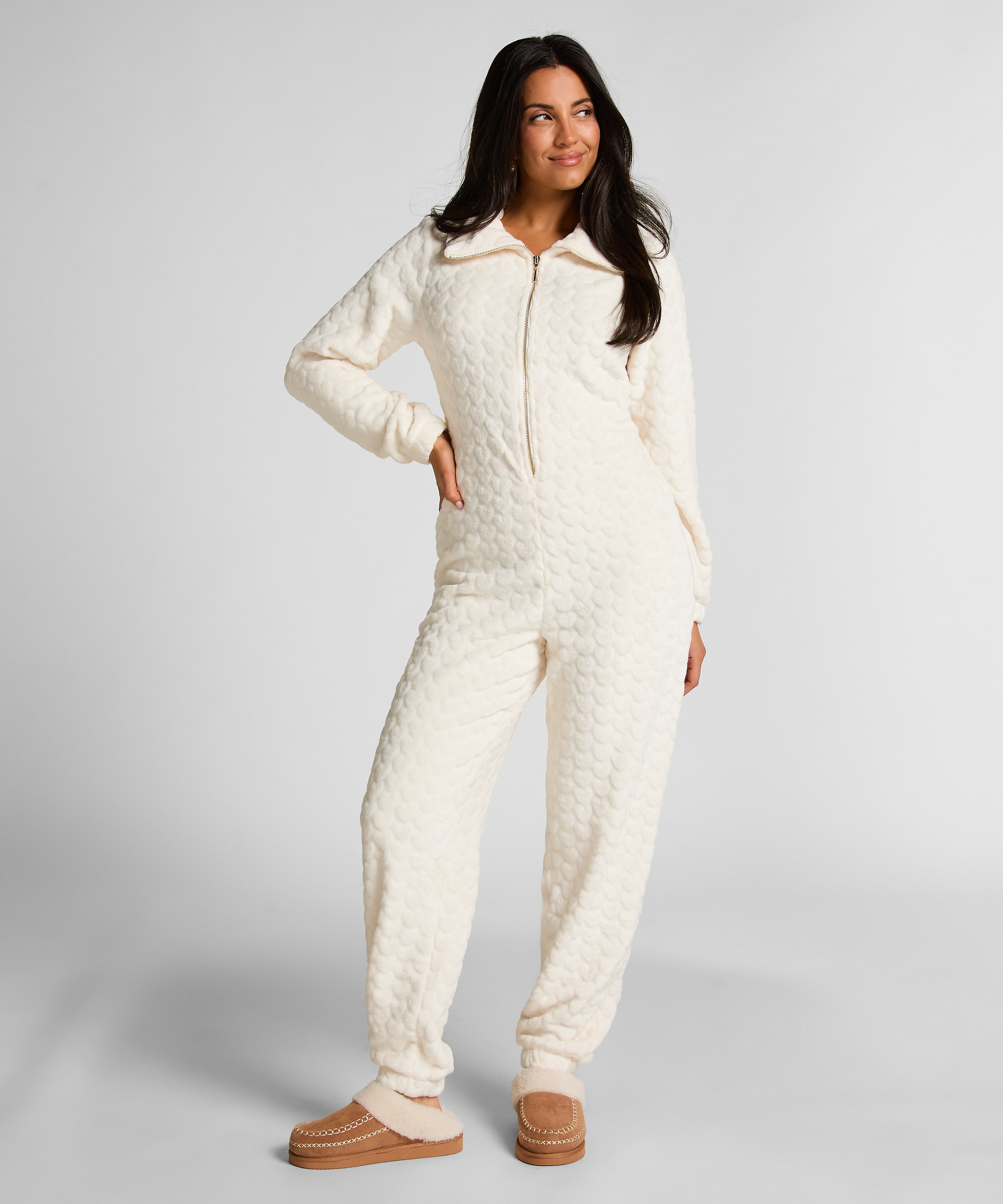 Onesie med kabelglidel&aring;s, Hvit, main