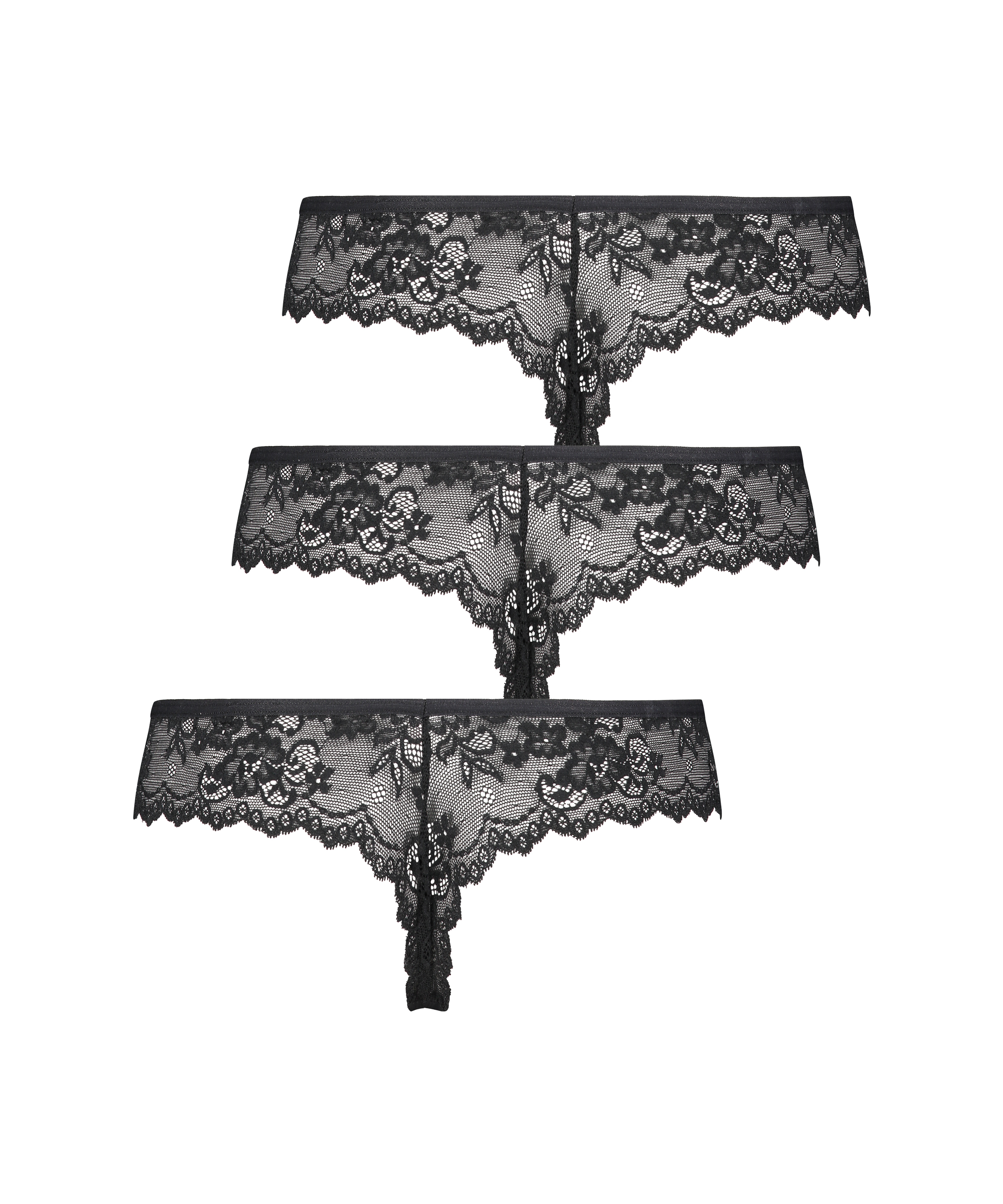 3-pakning invisible g-streng, Svart, main