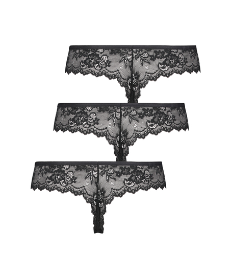 3-pakning invisible g-streng, Svart