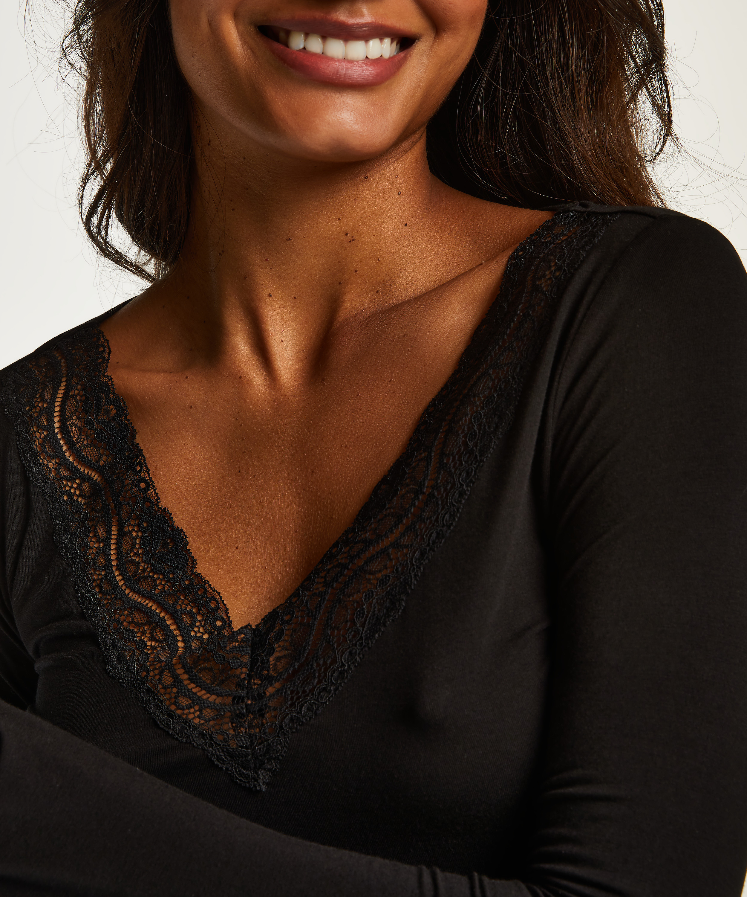 Dahlia pysjamassett med lange ermer, Svart, main