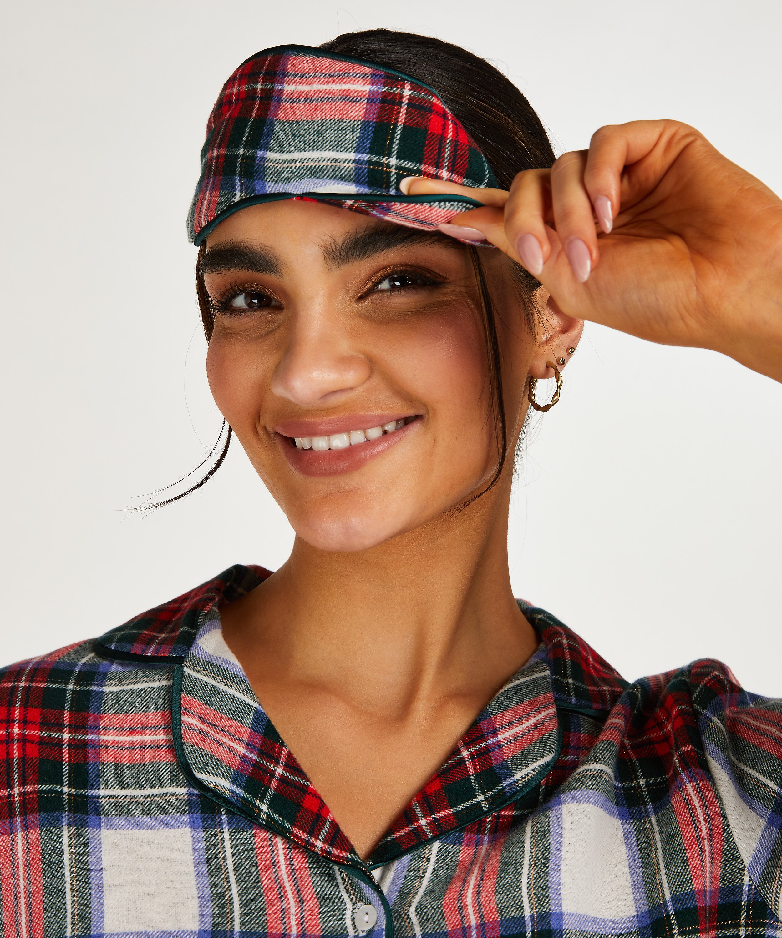 Twill Check pysjamassett, Hvit, main