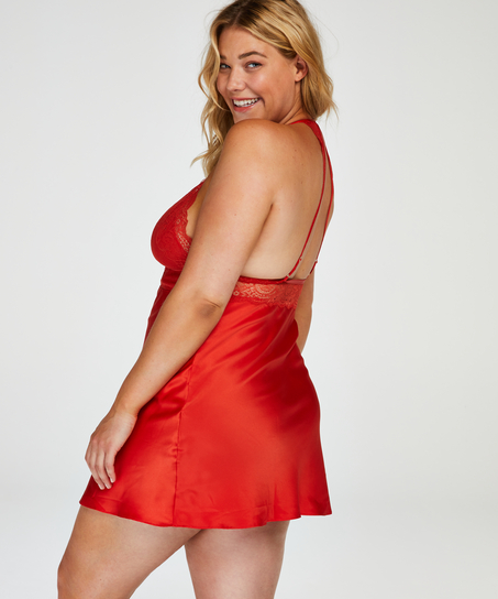 Slipkjole i satengblonder, R&oslash;d