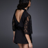 Satin Lace Flared Kimono, Svart
