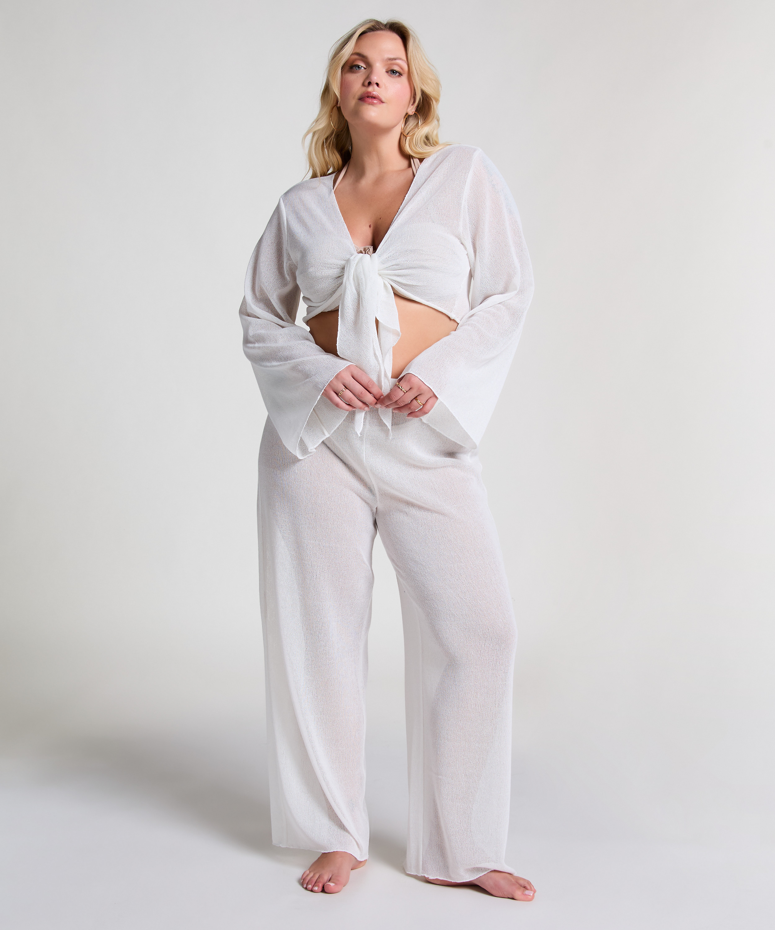 Bukser i strandstrikk, Hvit, main