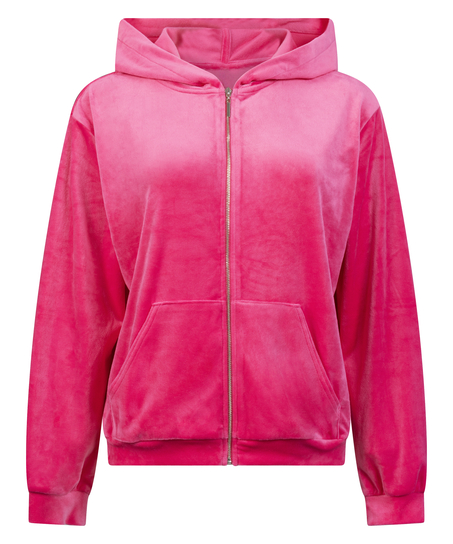 Hoodie jakke i velur, Rosa
